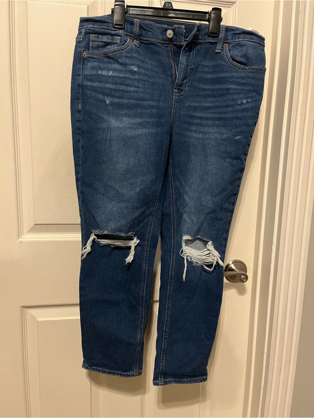 Old Navy Dark Blue Distressed Boyfriend Jeans